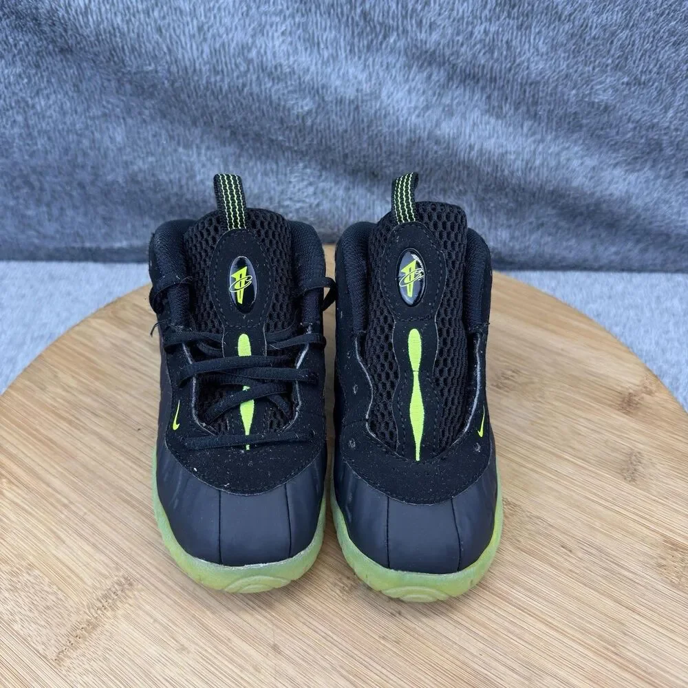 Nike Little Posite One Shoes Toddler Size 9C Black Volt HF0975-001 No Insoles